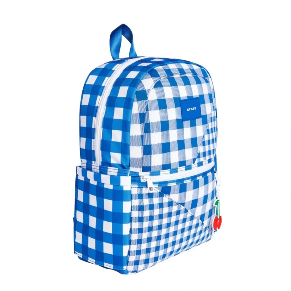 NWT State Backpack Intarsia Kane Kids Blue Gingham